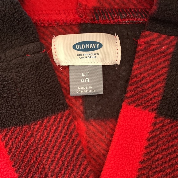 Old Navy Red Plaid Fleece Poncho - Picture 2 of 2